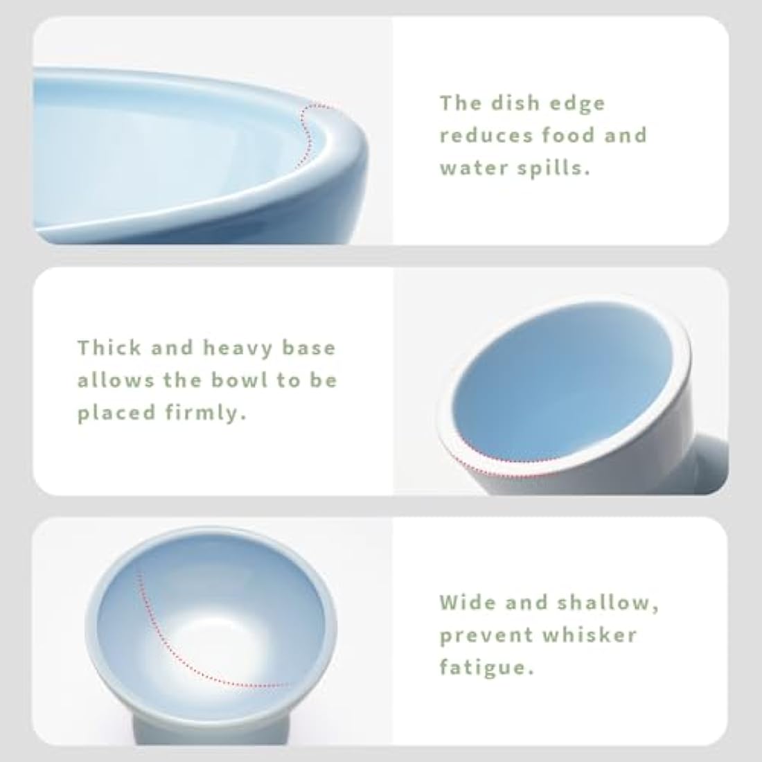 CEEFU Elevated Ceramic Cat Bowls – Wide Whisker-Friendly Food & Water Set
