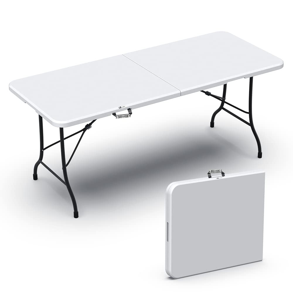 VOUNOT Folding Picnic Table | 180cm Portable Heavy Duty Trestle Table