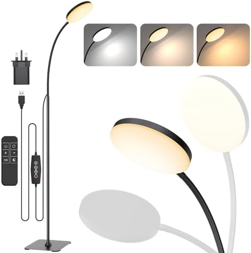 Mojimdo LED Floor Lamp with Remote | Dimmable Gooseneck Reading Lamp