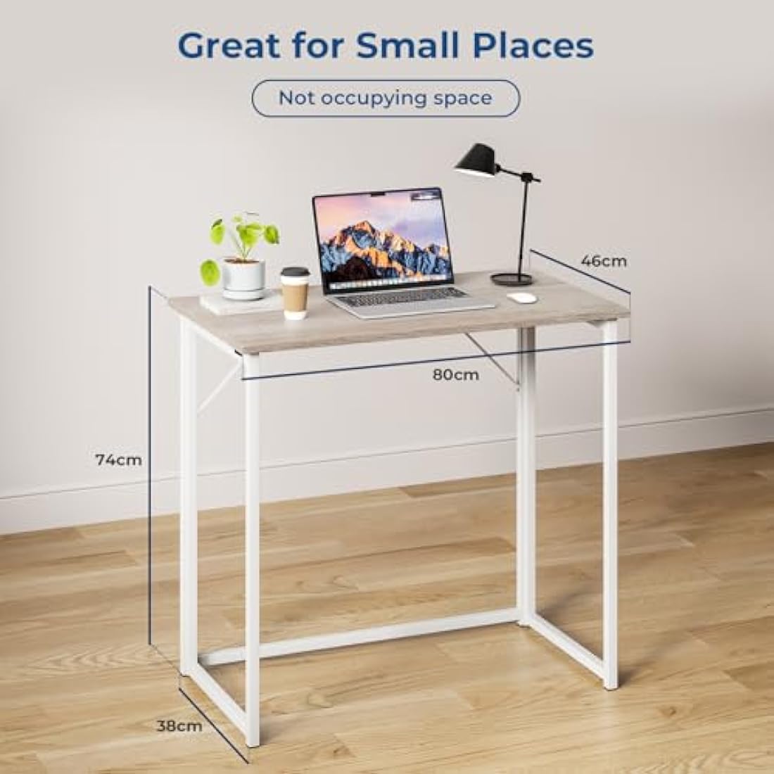 Dripex Folding Computer Desk – Small Space-Saving Writing Table, Oak