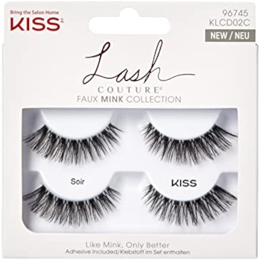 KISS Lash Couture Faux Mink False Lashes – Soir 2-Pair Pack with Glue