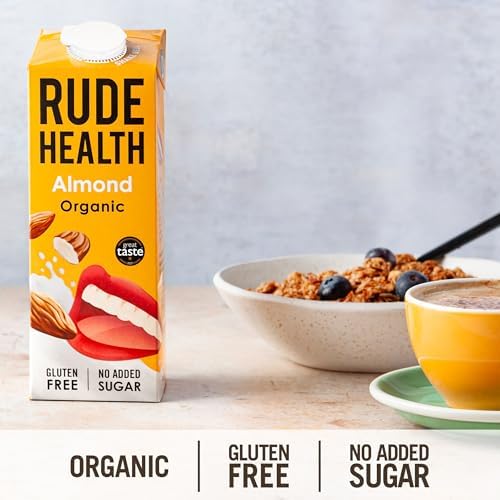 Rude Health Organic Almond Milk – Unsweetened & Dairy-Free (6 x 1L)