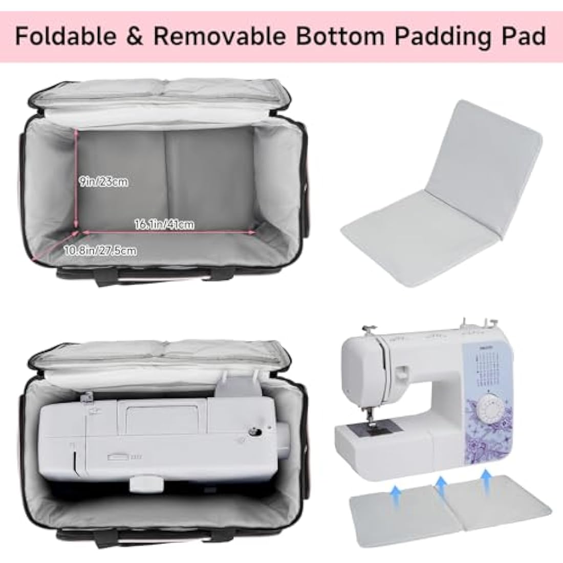 Sewing Machine Carrying Case | Universal Travel Tote - Grey
