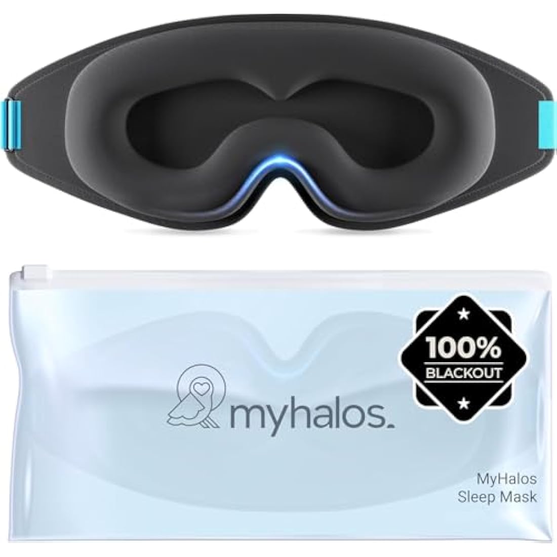 MyHalos 100% Blackout Sleep Mask – 3D Memory Foam Eye Mask with Pouch