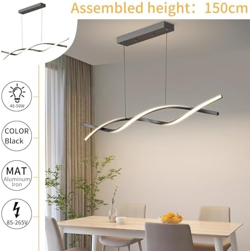 Mikeru 100cm Wave LED Pendant Light | Dimmable Modern Linear Chandelier
