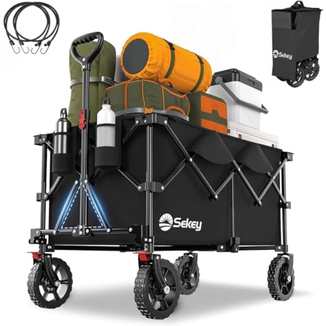 Sekey 200L Folding Wagon | Heavy-Duty All-Terrain Festival Trolley, Black