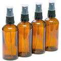 4-Pack 100ml Amber Glass Bottles with Black Atomiser Sprays
