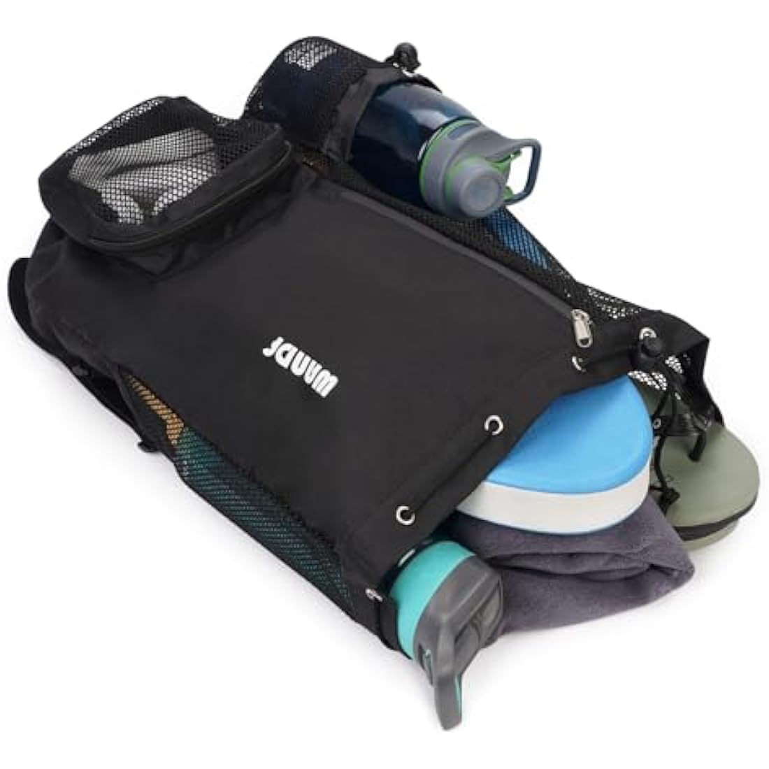 WANDF Mesh Swim Bag – Drawstring Gym Backpack with Waterproof Wet Pocket