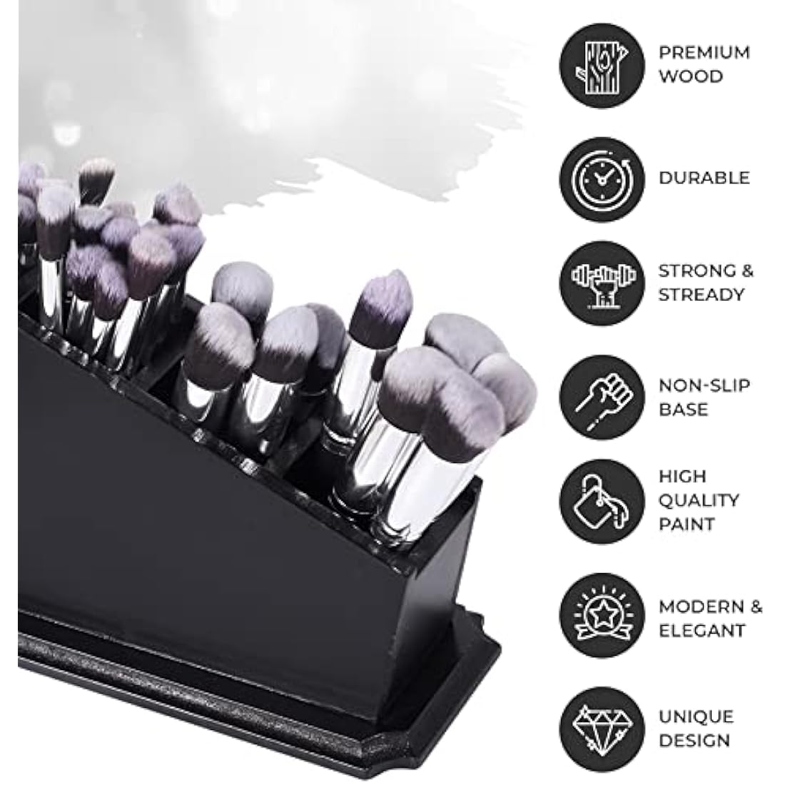 CEFRECO Coffin Brush Holder – Gothic Wooden Makeup Organizer, Black