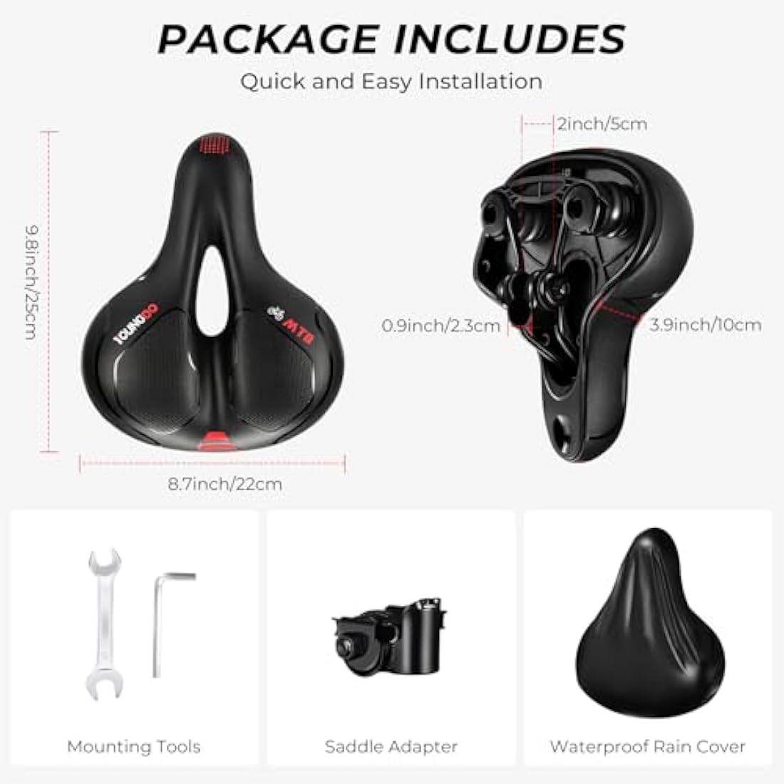 YOUNGDO Gel Bicycle Saddle | Ergonomic Shock-Absorbing Bike Seat