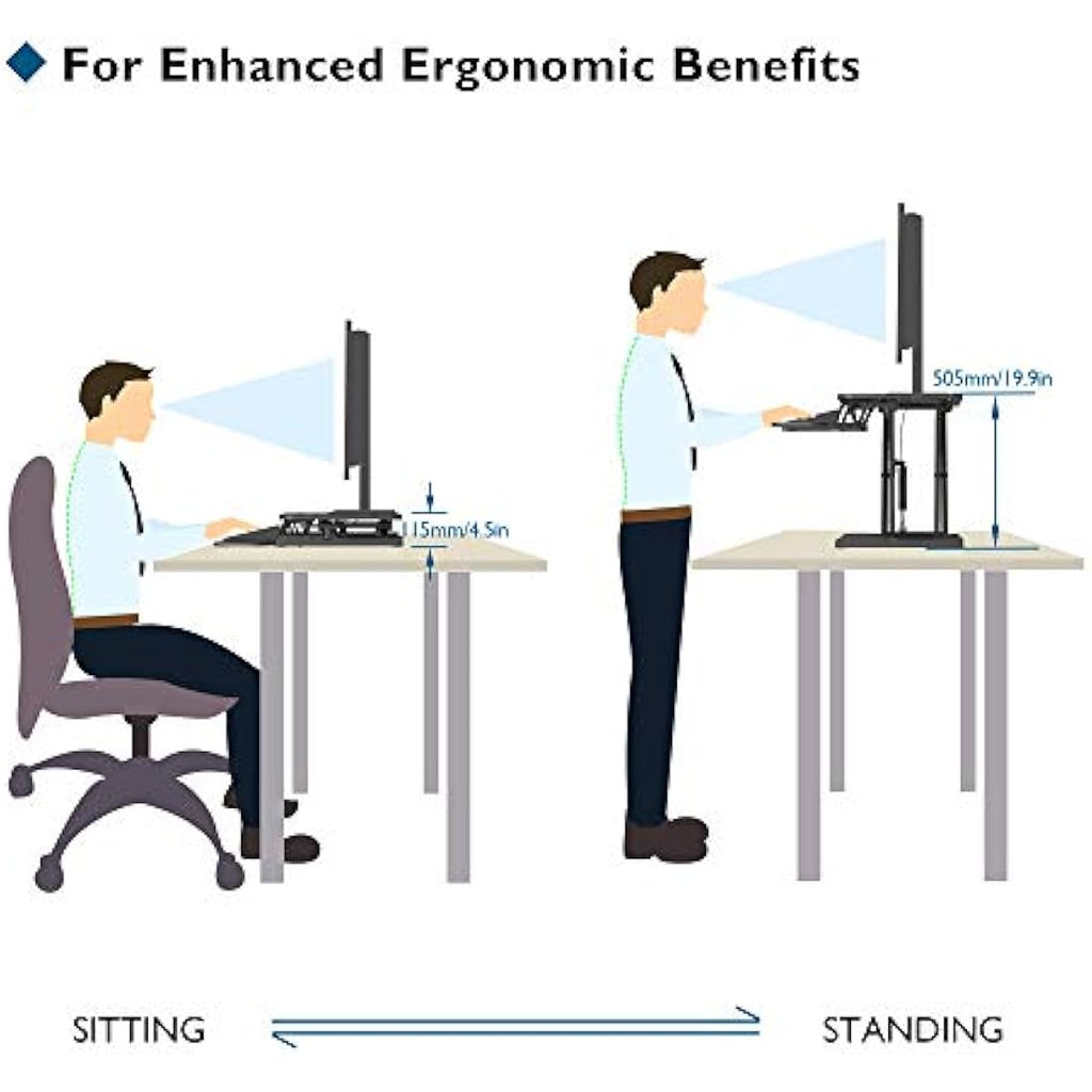 BONTEC Standing Desk Converter | 32in Dual Tier Sit-Stand Workstation