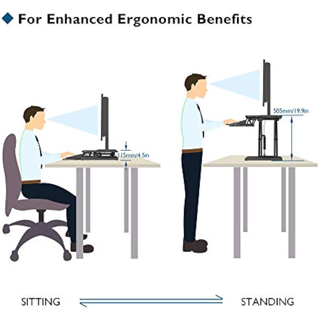 BONTEC Standing Desk Converter | 32in Dual Tier Sit-Stand Workstation