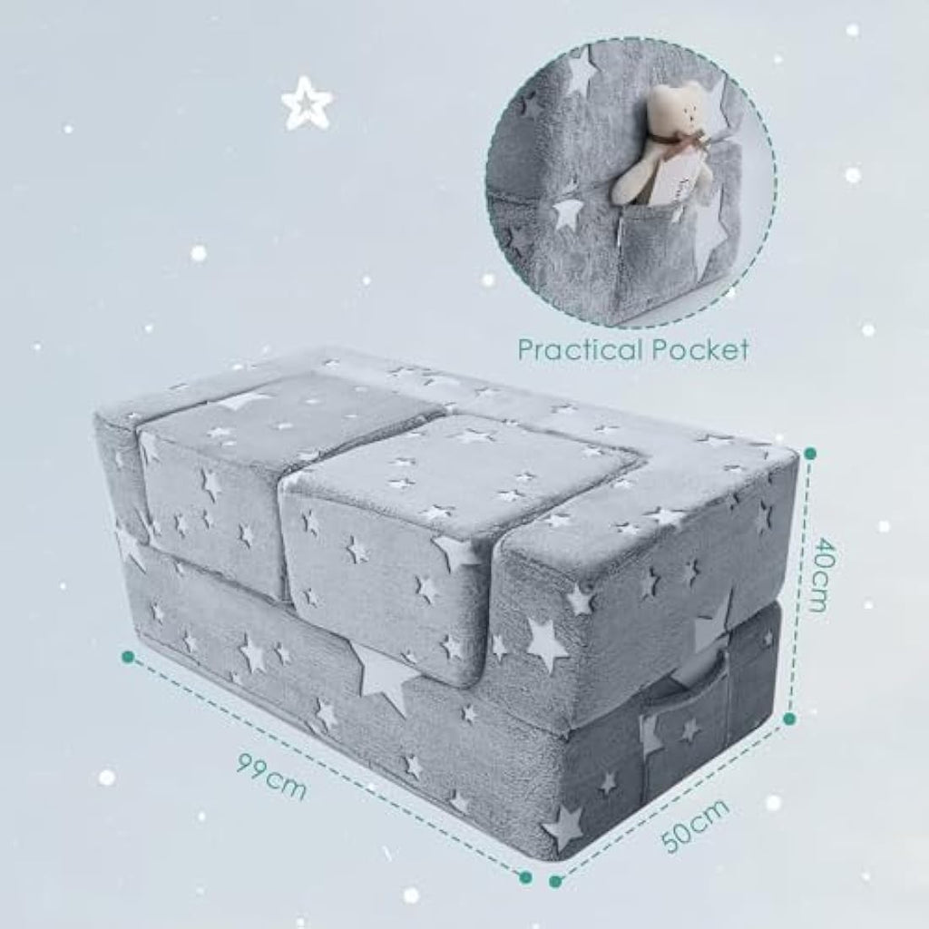 MeMoreCool Glow in The Dark Kids Modular Sofa – Convertible Toddler Couch