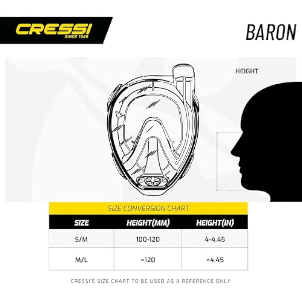 Cressi Tonga Snorkel Set – Full Face Baron Mask and Adjustable Fins