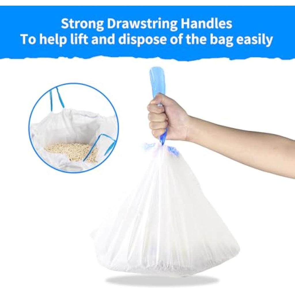 Cleanpethome Extra Large Cat Litter Box Liners | 120 Count Drawstring Bags