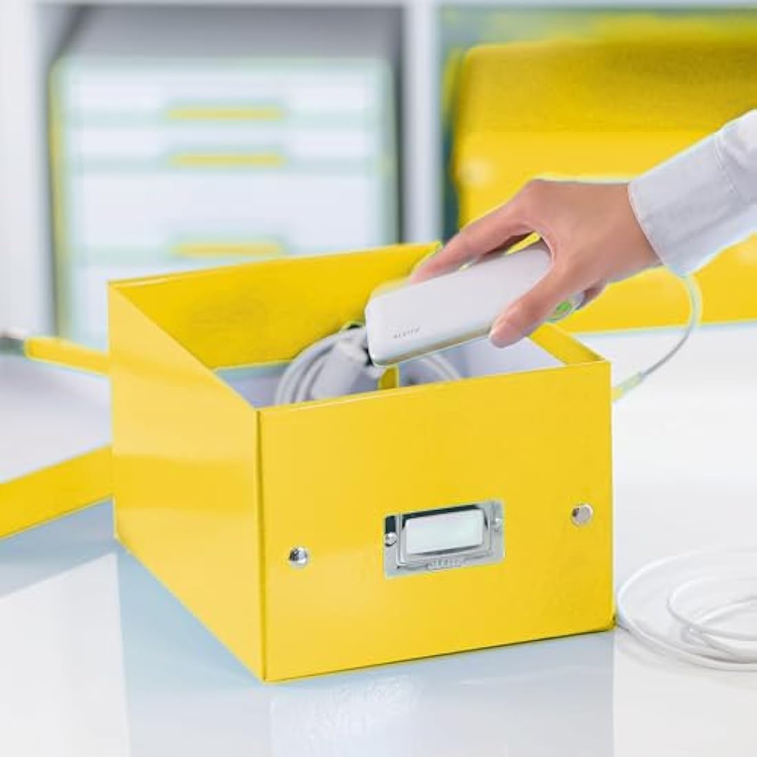 Leitz Click and Store A5 Storage Box – Yellow Collapsible Office Bin