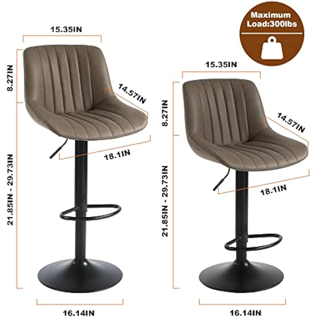 Jolof Store Swivel Bar Stools Set of 2 | Adjustable PU Leather - Brown