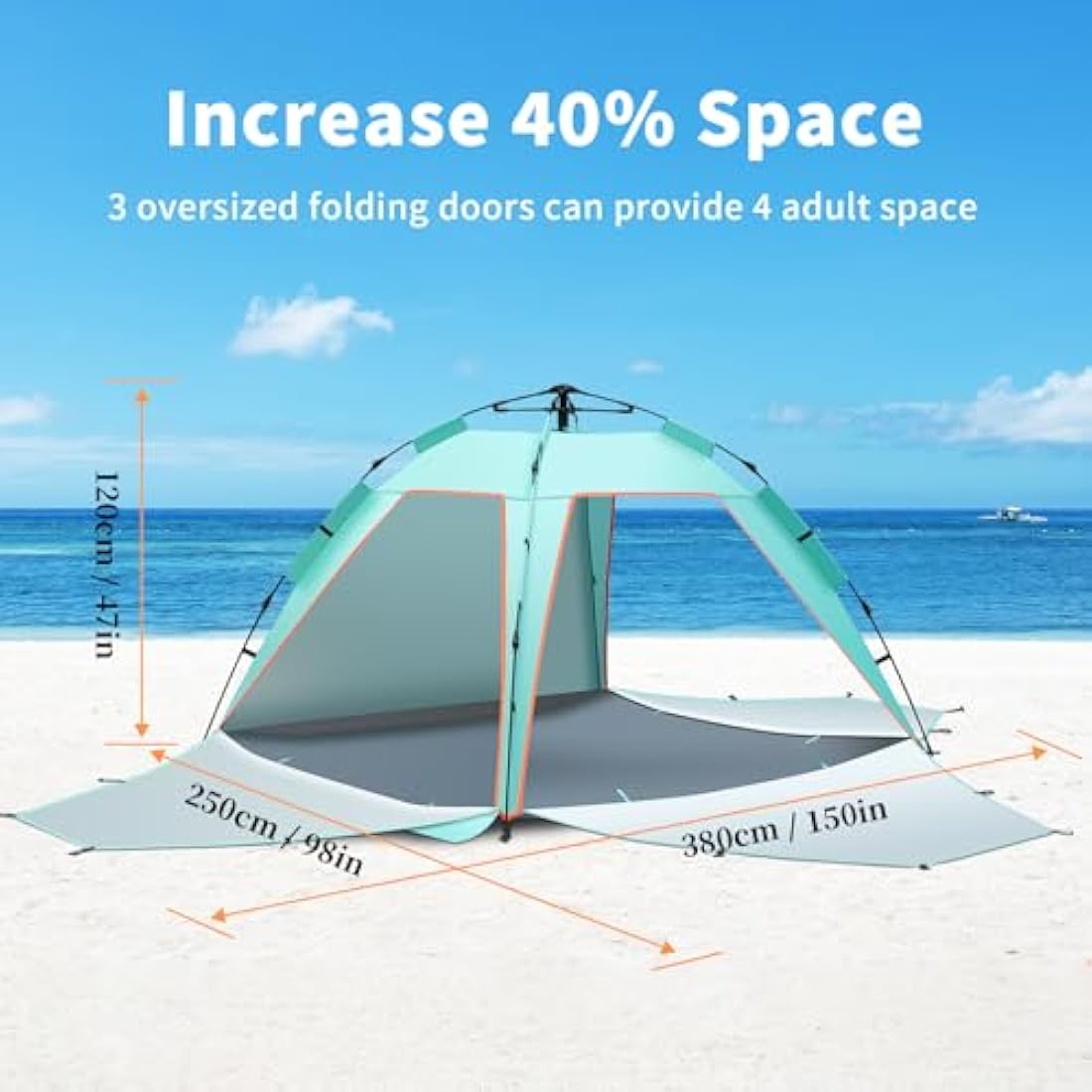 4-5 Person Instant Pop Up Beach Tent | Large Sun Shelter