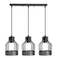 LEDSone Industrial 3-Light Bird Cage Pendant Lamp – Black Metal E27 Base