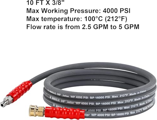 M MINGLE Pressure Washer Jumper Hose | 10 FT Whip Hose with 3/8" QC