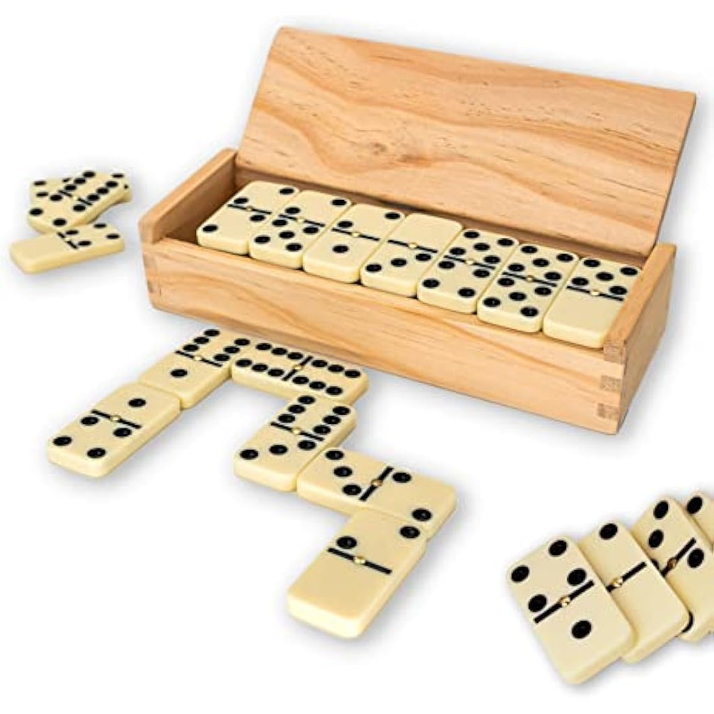 Luptons Double Six Dominoes Set – 28 Piece Game in Wooden Storage Box