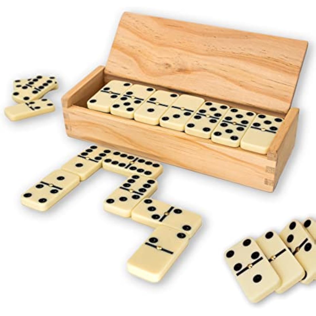 Luptons Double Six Dominoes Set – 28 Piece Game in Wooden Storage Box