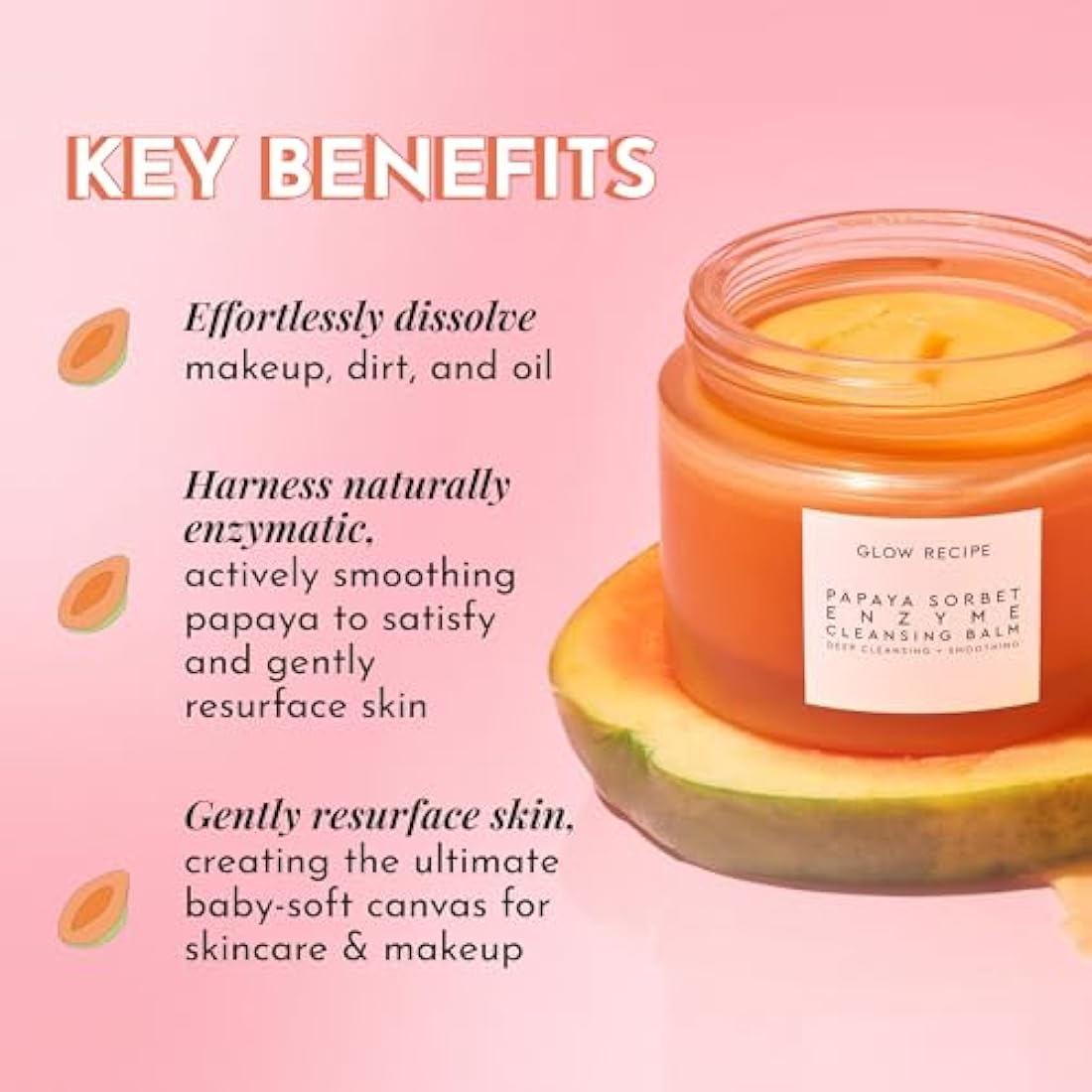 Glow Recipe Papaya Enzyme Cleansing Balm - Hydrating Makeup Remover (3.38oz)