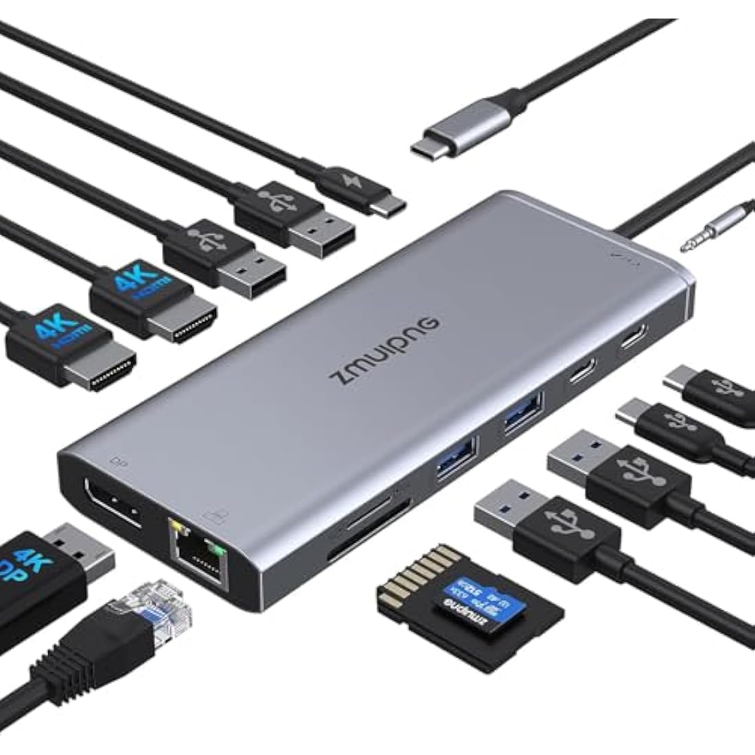 Jolof Store 14-in-1 USB C Docking Station – Dual 4K HDMI DP Thunderbolt