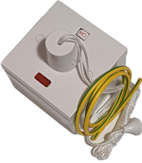 50 Amp Shower Pull Cord Switch with 47mm Surface Box - White
