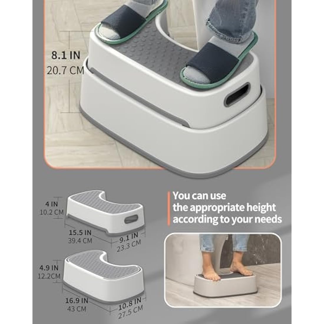 MR.SIGA Toilet Stool – Heavy Duty Non-Slip Squatty Potty for Adults & Kids