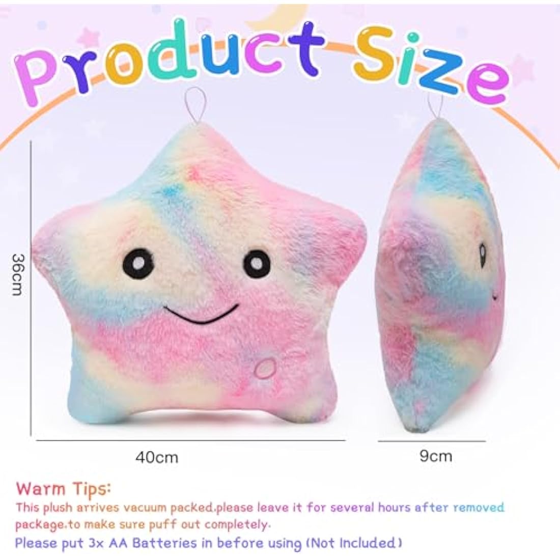 Jolof Store Light Up Star Sensory Toy | Autism Sleep Aid Plush Pillow