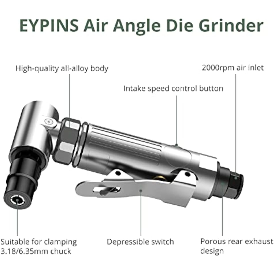 EYPINS 1/4" Compressed Air Angle Die Grinder – 90 Degree Pneumatic Sander
