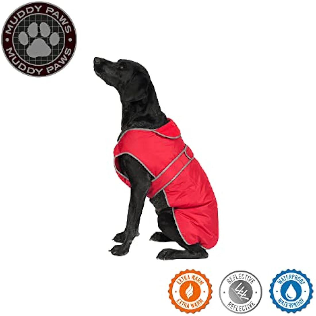 Ancol Muddy Paws Stormguard Dog Coat – Waterproof Fleece Jacket, Red, XL