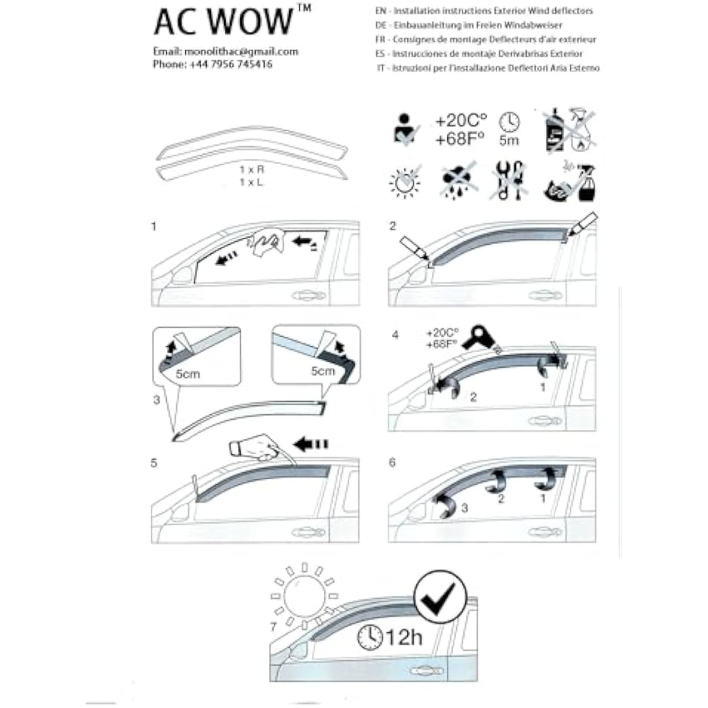 Wind Deflectors for Ford Transit Custom 2012-2022 | Acrylic