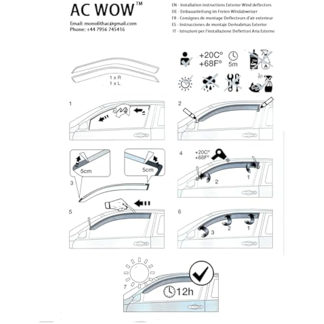 Wind Deflectors for Ford Transit Custom 2012-2022 | Acrylic
