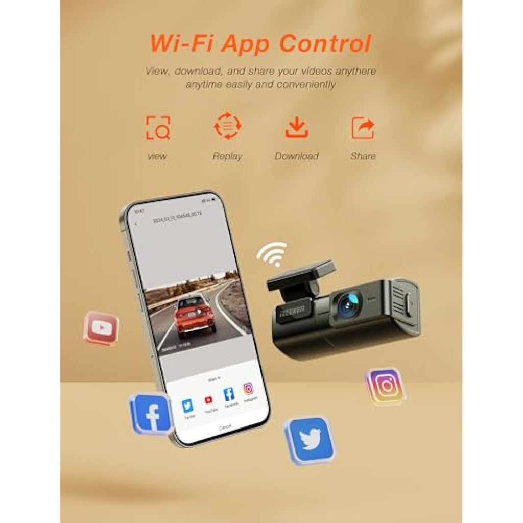 iZEEKER 1440P WiFi Dash Cam – 2.5K QHD Car Camera with 32GB Card