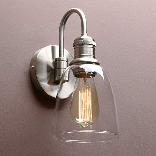 Industrial Bell Wall Sconce | Brushed Metal & Clear Glass