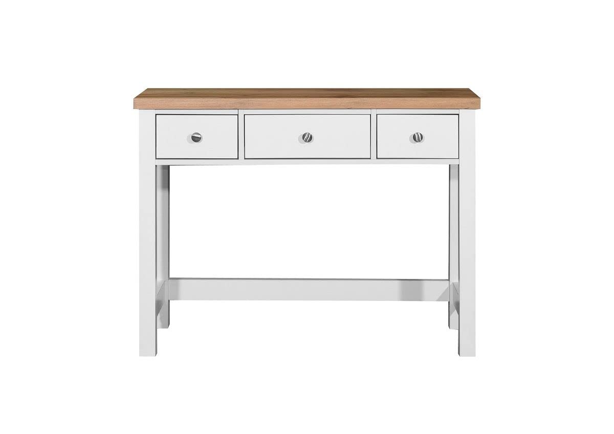 TAD Astbury 3 Drawer Dressing Table - White and Oak Vanity Desk
