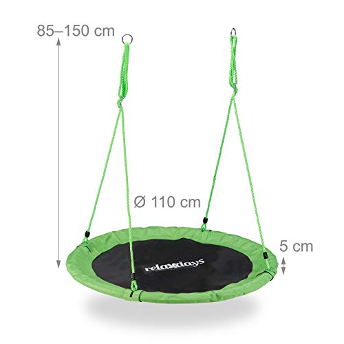Relaxdays Nest Swing – 110cm Round Outdoor Garden Swing for Kids, Green