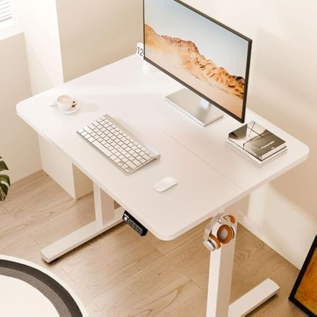 ERGOMAKER Electric Standing Desk - 80x60cm Sit Stand Desk, White