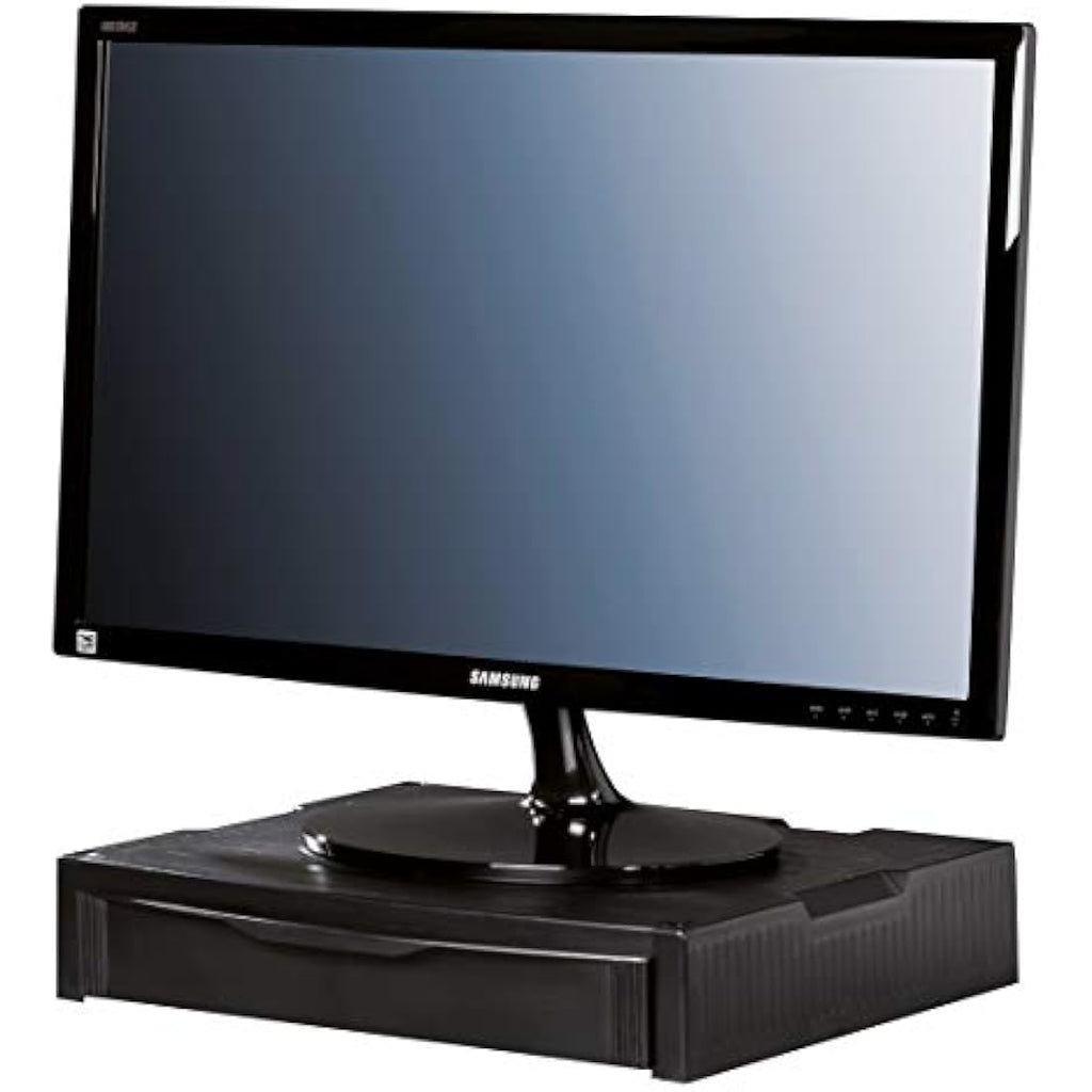 HAN Expert Monitor Stand – Ergonomic Desktop Riser with Drawer, Grey