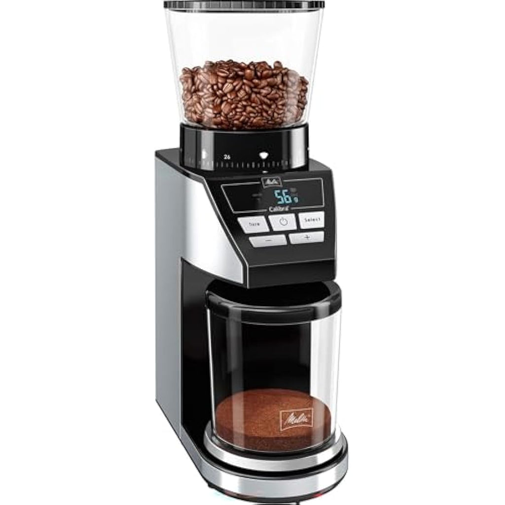 Melitta Calibra Coffee Grinder with Digital Scale – Stainless Steel