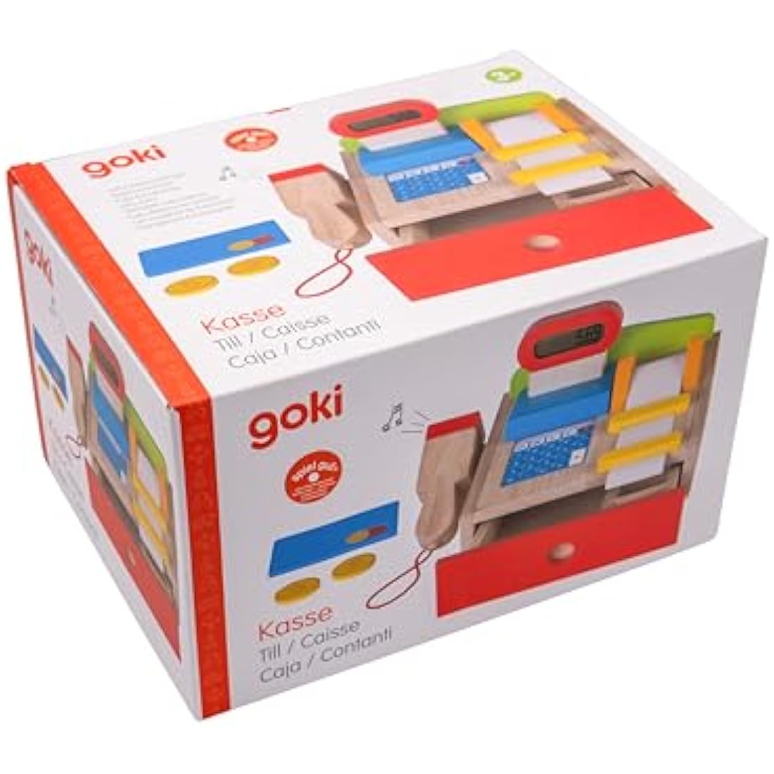 GOKI Wooden Cash Register Till – Kids Pretend Play Grocery Store Toy