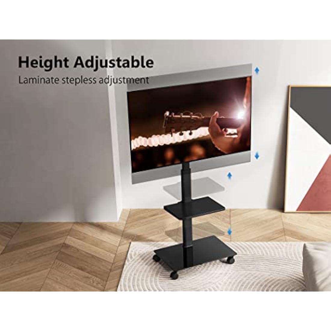 FITUEYES Mobile TV Stand with Wheels | Swivel & Height Adjustable (32-60")