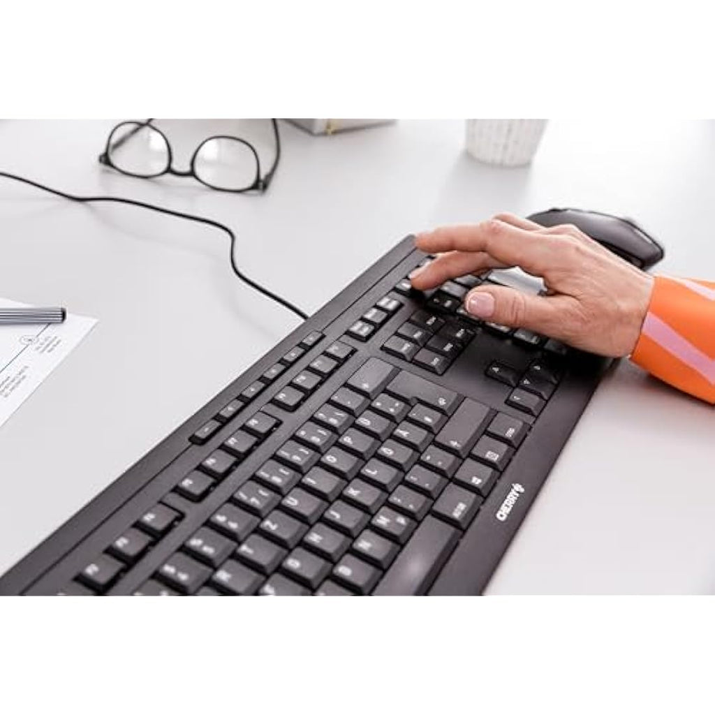 CHERRY STREAM Wired Keyboard – Quiet SX Scissor Keys – Black EU Layout