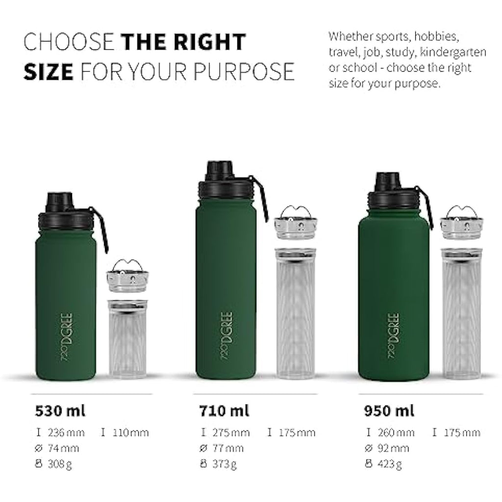 720°DGREE noLimit Insulated Water Bottle with Infuser - 950ml Steel