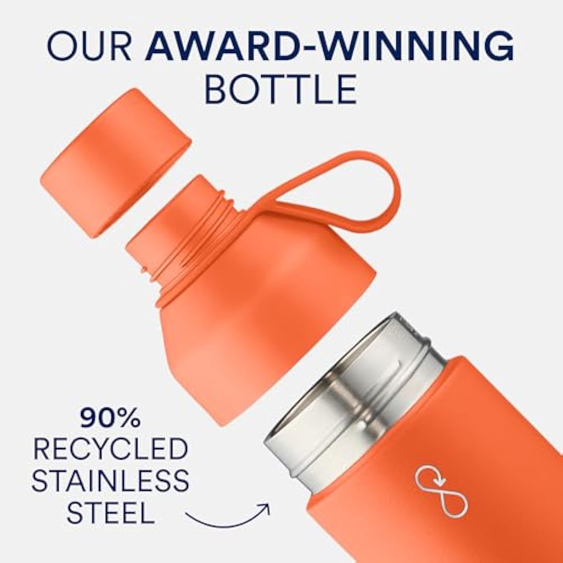 Ocean Bottle 500ml - Recycled Stainless Steel Vacuum Insulated - Sun Orange