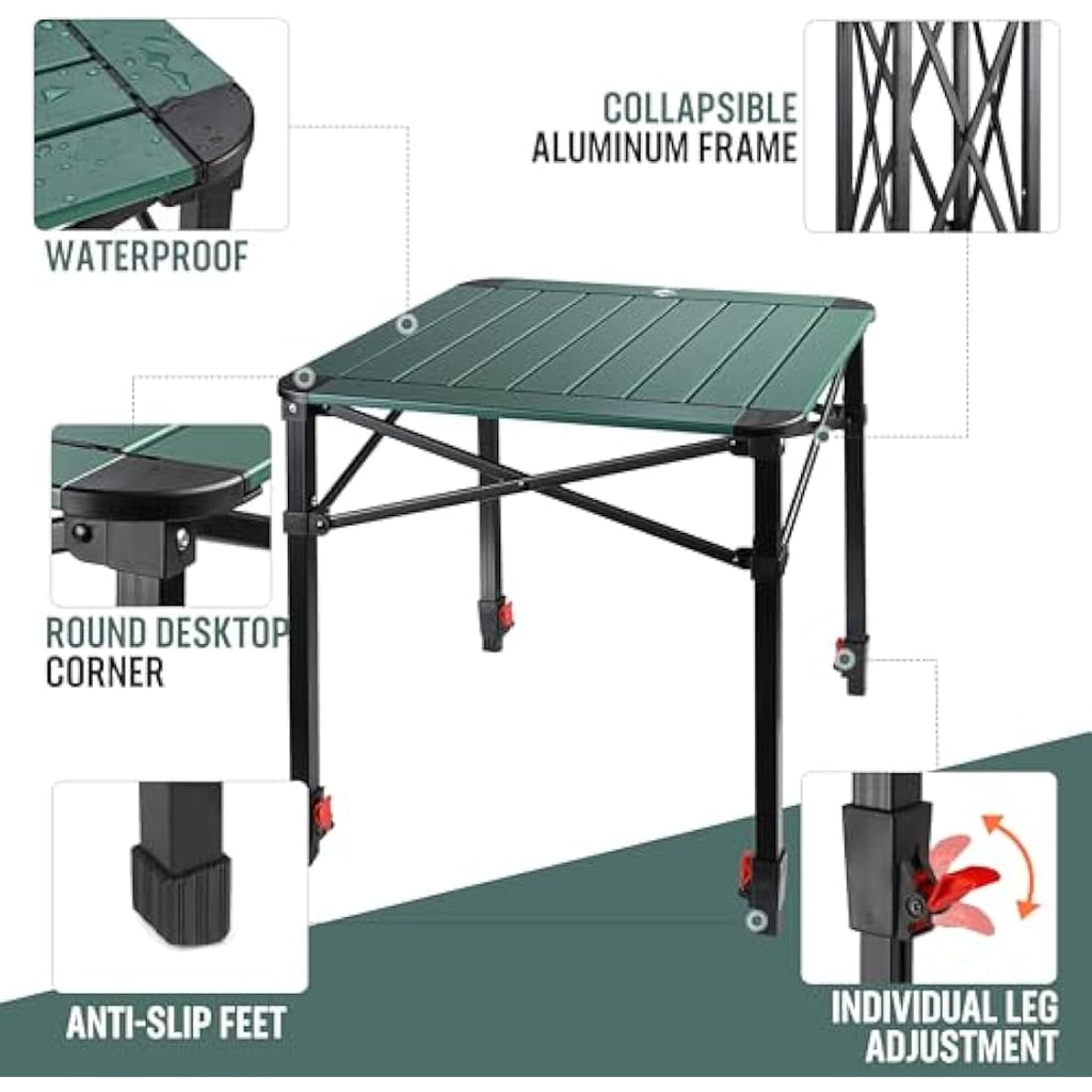 VILLEY Aluminum Camping Table | Adjustable Height Folding Roll Up Table