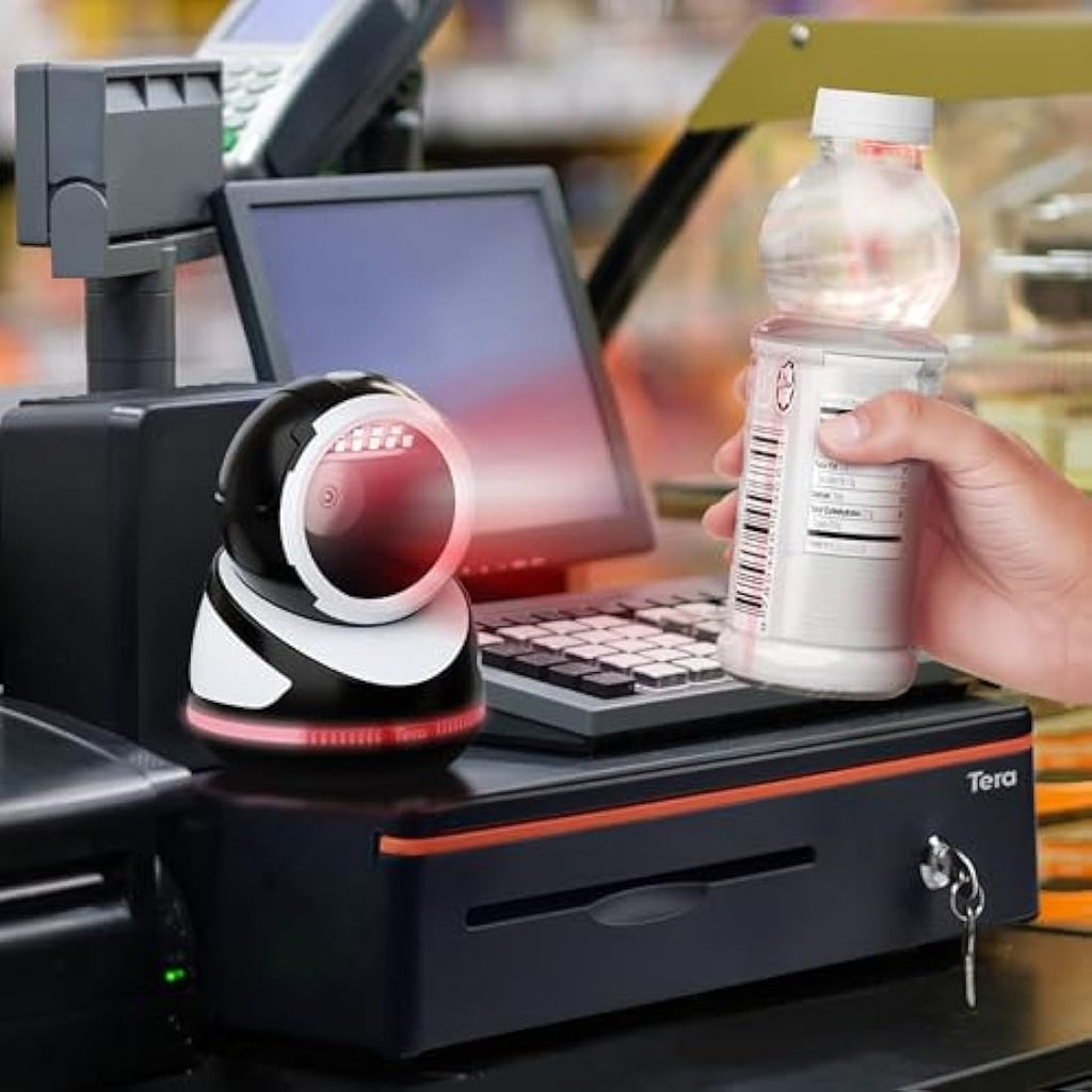 Tera 9800 Omnidirectional Barcode Scanner | 2D QR Desktop Reader - White