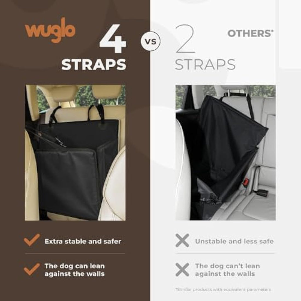 Wuglo Dog Car Seat – Reinforced Waterproof Booster Seat, Large Black